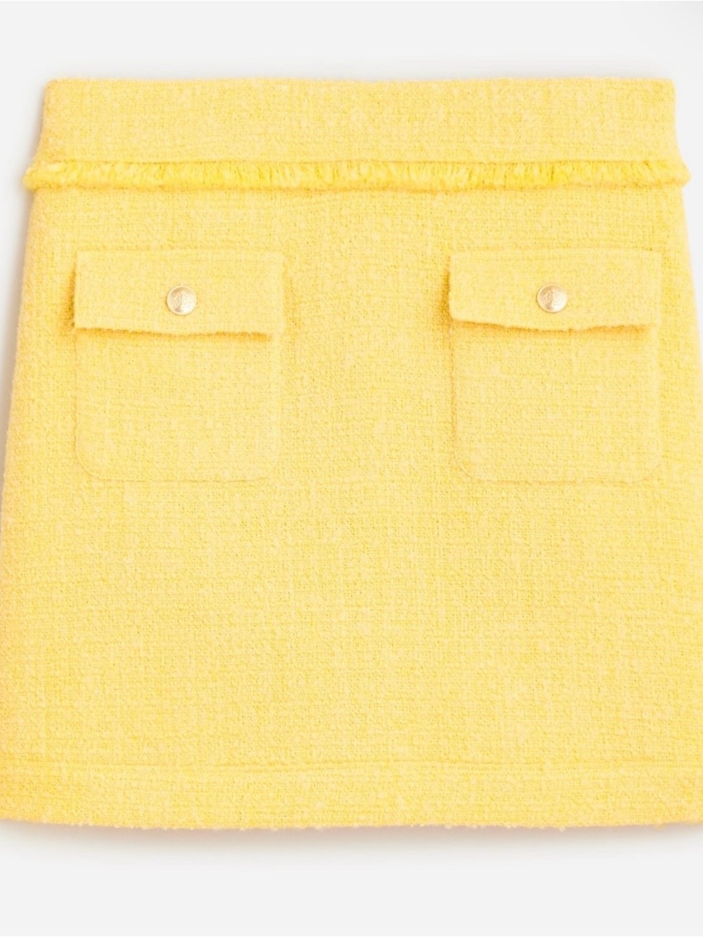 J. Crew Yellow Bouclé Mini Skirt with Front Pockets